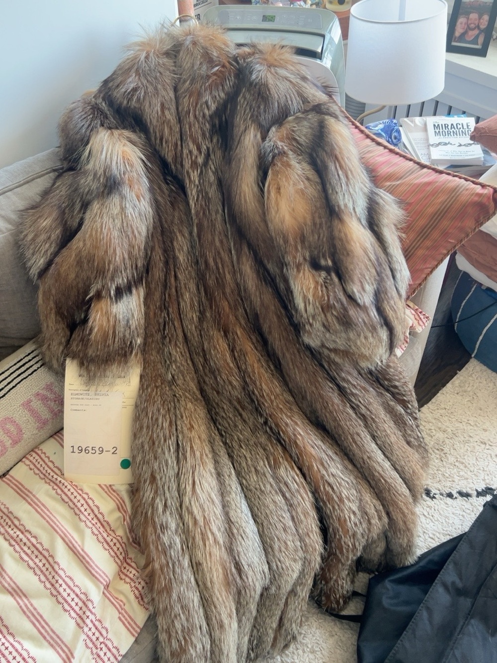 Vintage Genuine Crystal Fox Fur Coat Full Length Oversized Collar Luxury Women’s